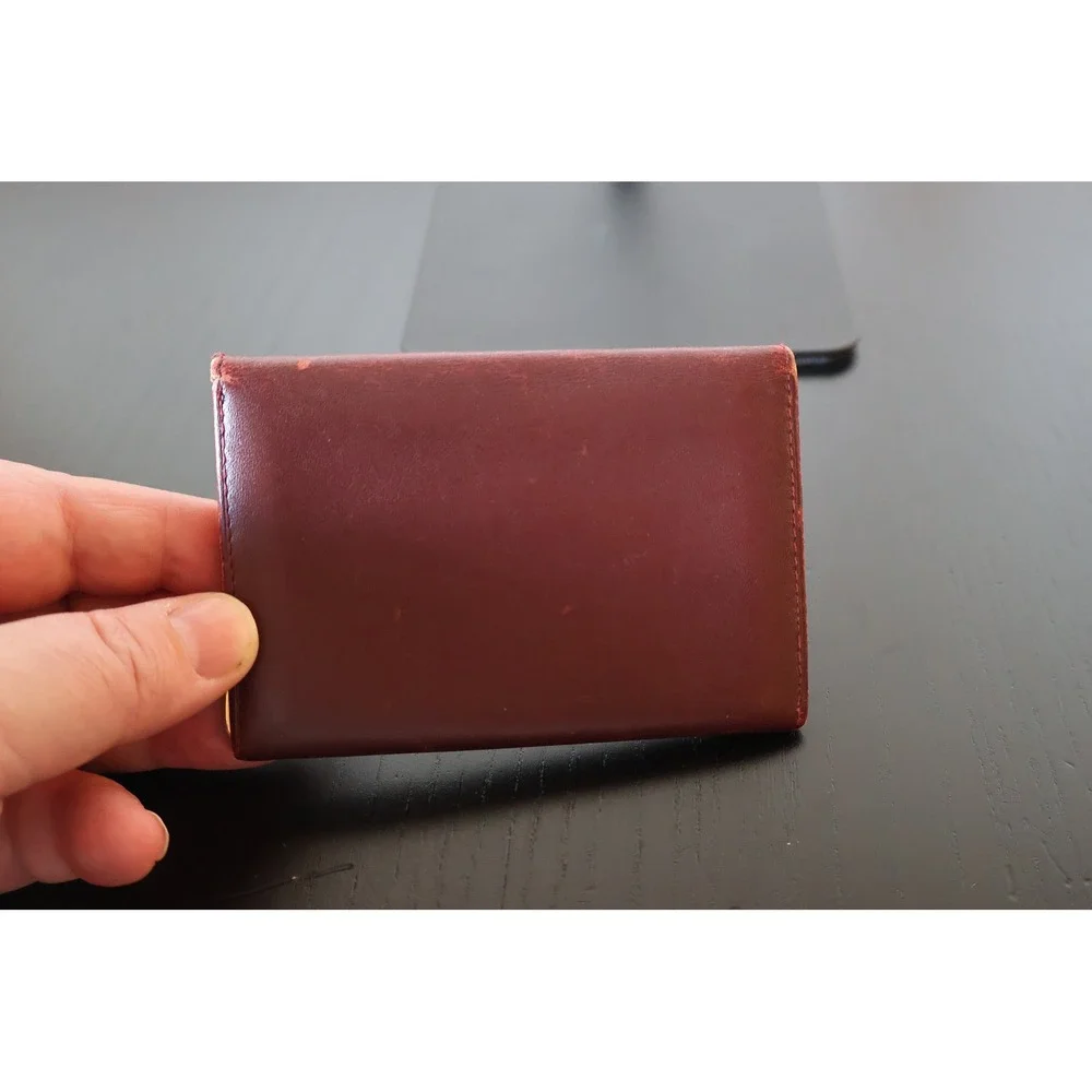 Vintage Must de Cartier Burgundy Leather Card ID Holder Wallet